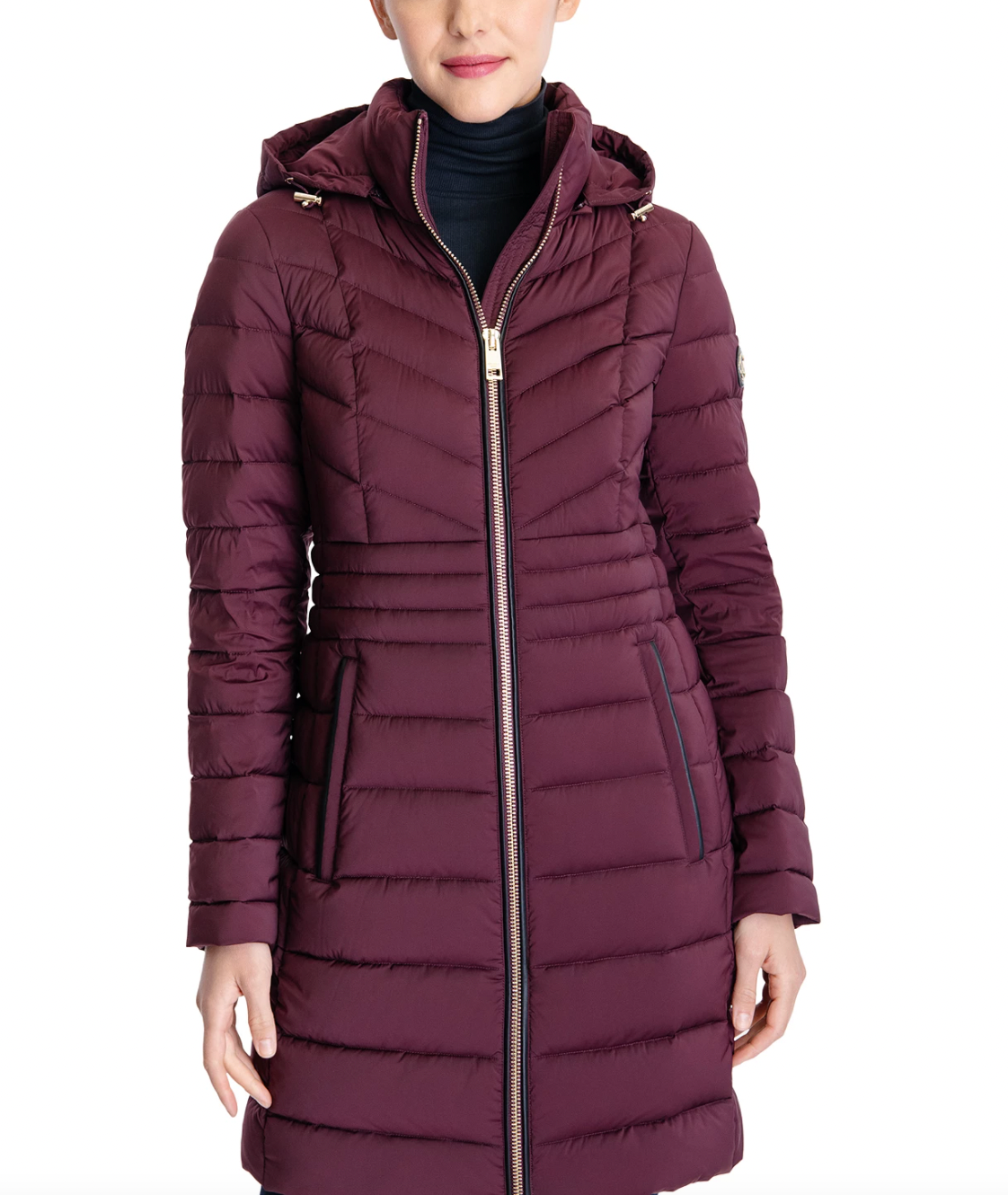 Michael Kors Hooded Stretch Packable Down Puffer Coat
