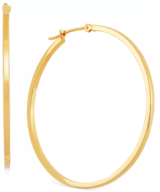 Macy's Medium Flat-Edge Hoop Earrings in 10k Gold