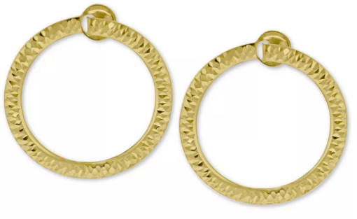 Doorknocker Circle Drop Earrings in 14k Gold