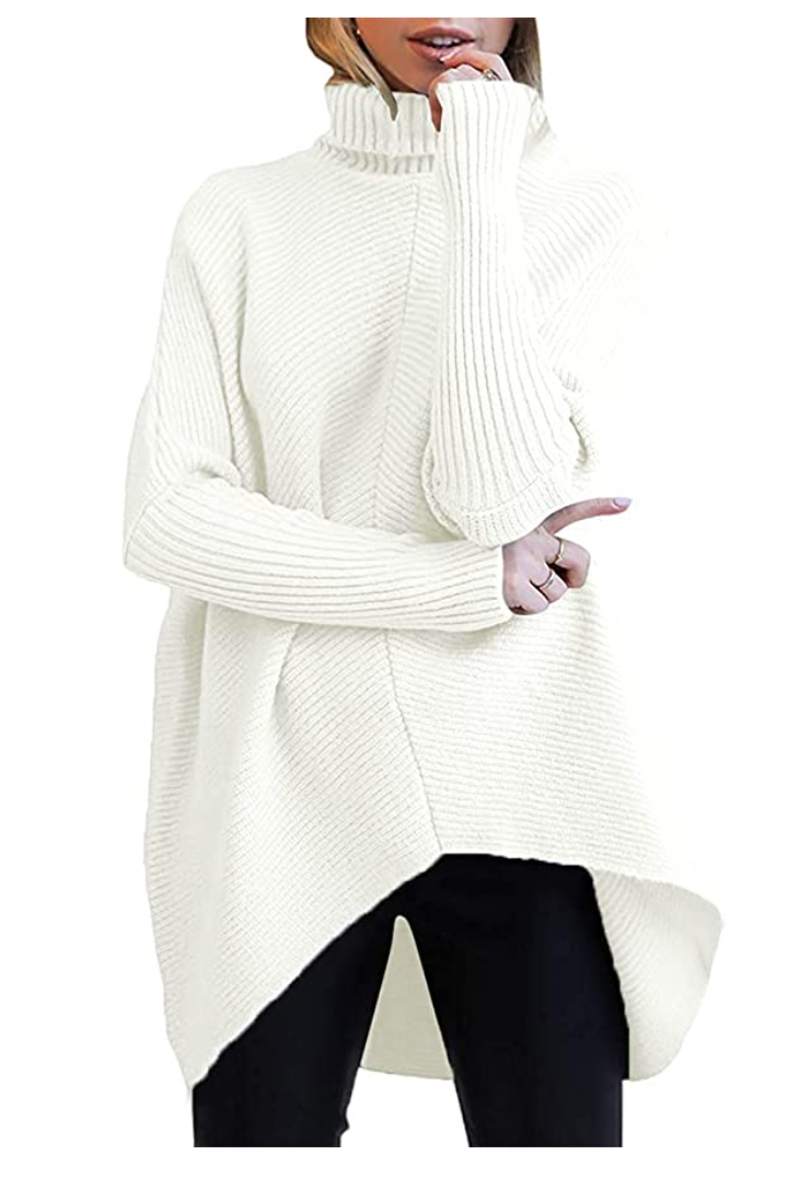 ANRABESS Womens Turtleneck Long Batwing Sleeve Pullover Sweater