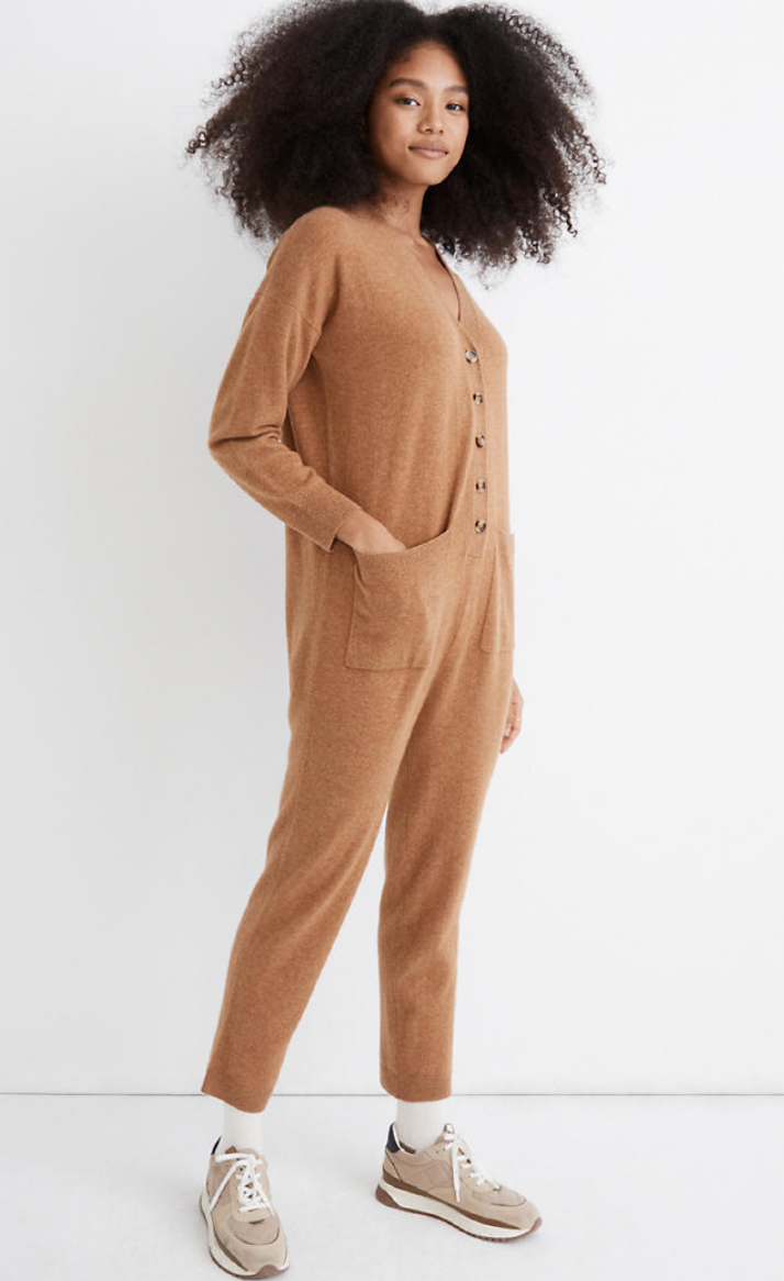 Madewell Cashmere Button-Front Jumpsuit