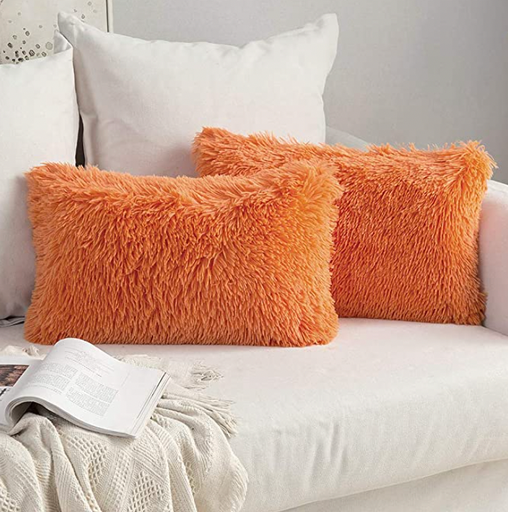 MIULEE Pack of 2 Luxury Faux Fur Fluffy Throw Pillow Covers