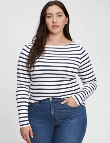 Gap Modern Long Sleeve Striped Boatneck T-Shirt