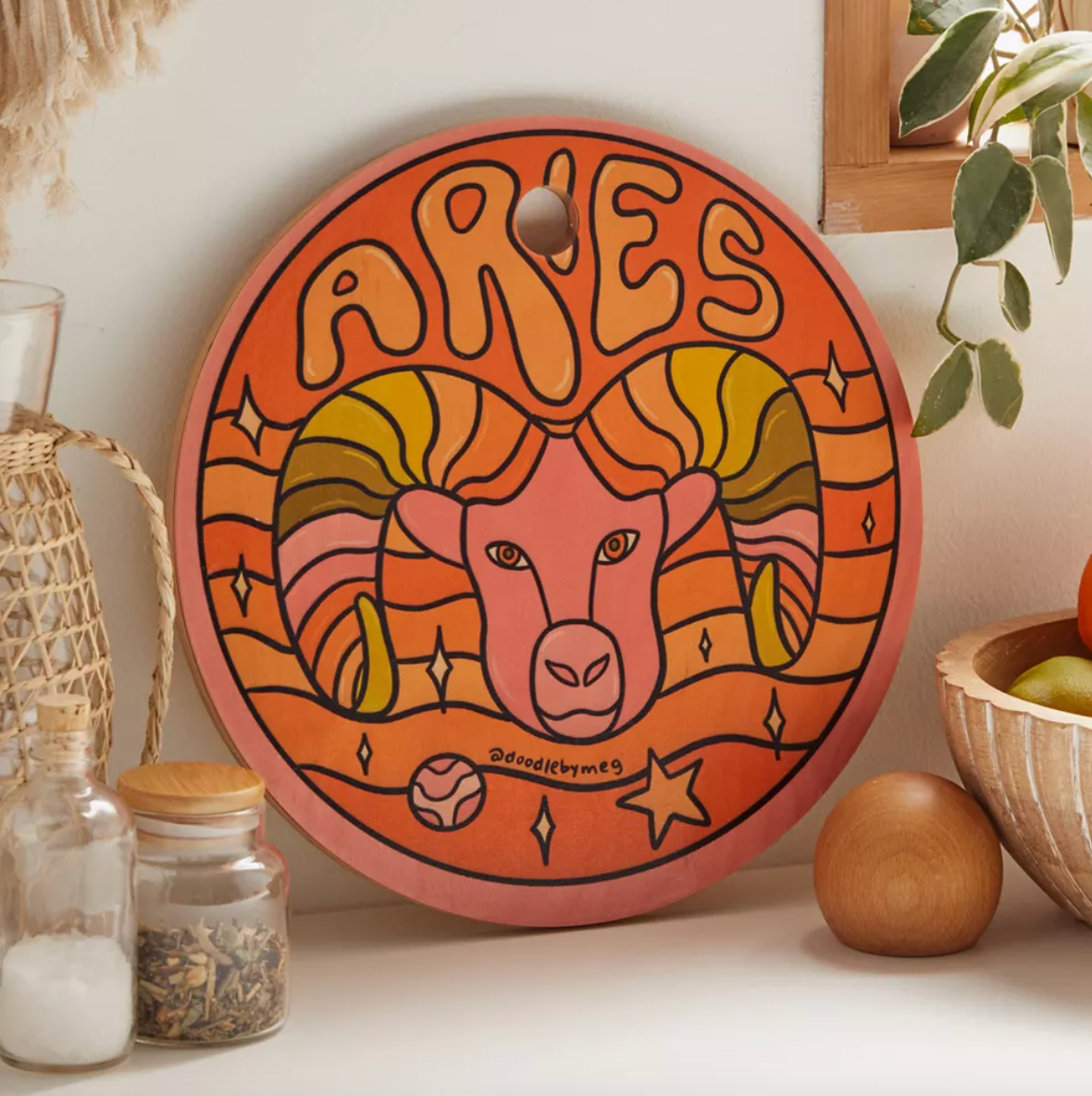 Doodle By Meg For Deny Zodiac Round Cutting Board