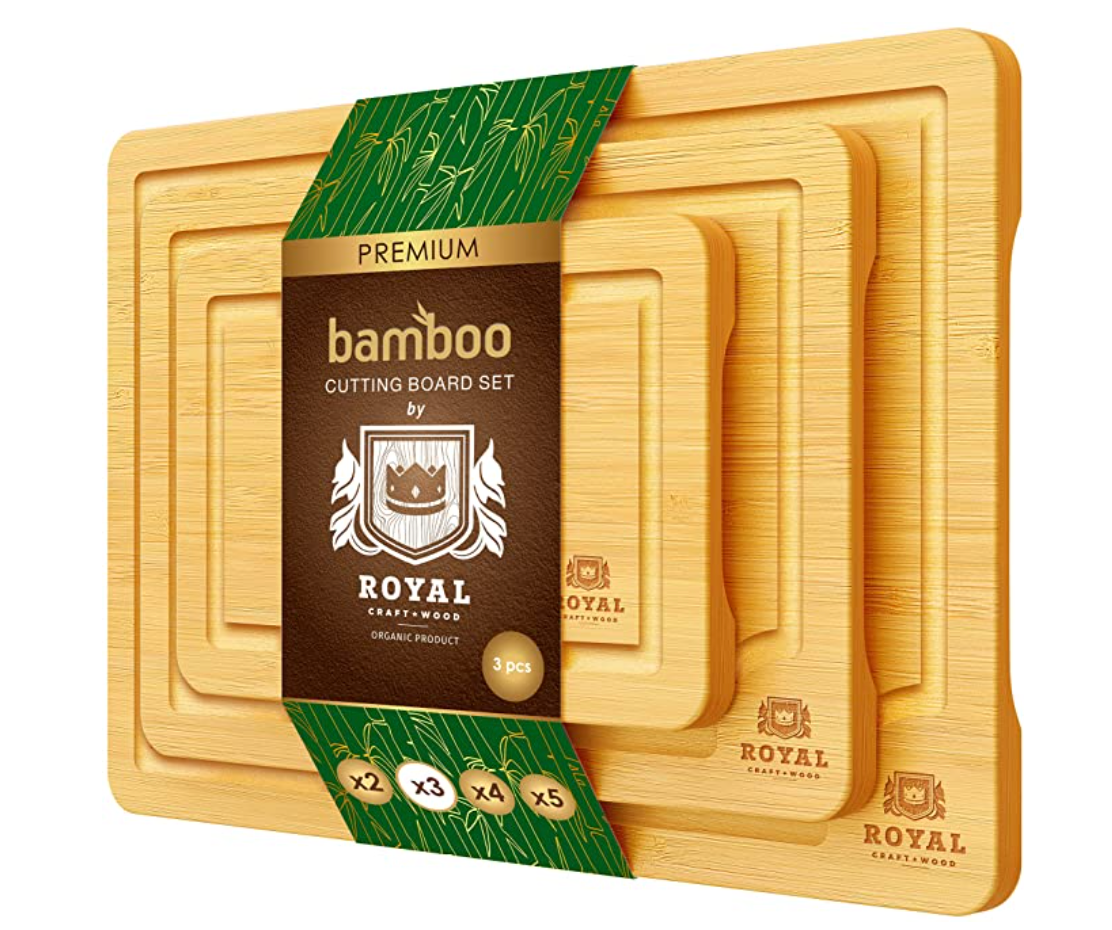Bamboo Cutting Board Set with Juice Groove 