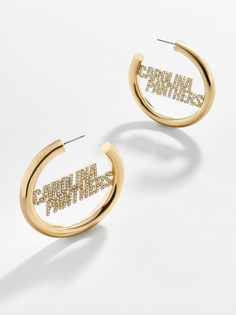 Carolina Panthers Logo Gold Hoops
