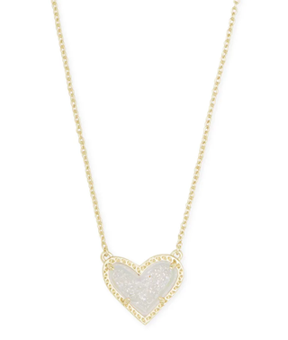 Ari Heart Gold Pendant Necklace In Iridescent Drusy