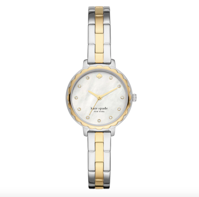Kate Spade Morningside Crystal Accent Two-Tone Watch with Mother-of-Pearl Dial