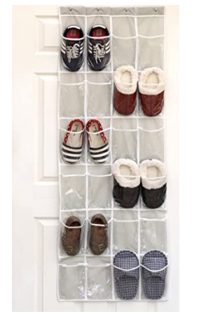 SimpleHouseware Crystal Clear Over The Door Hanging Shoe Organizer
