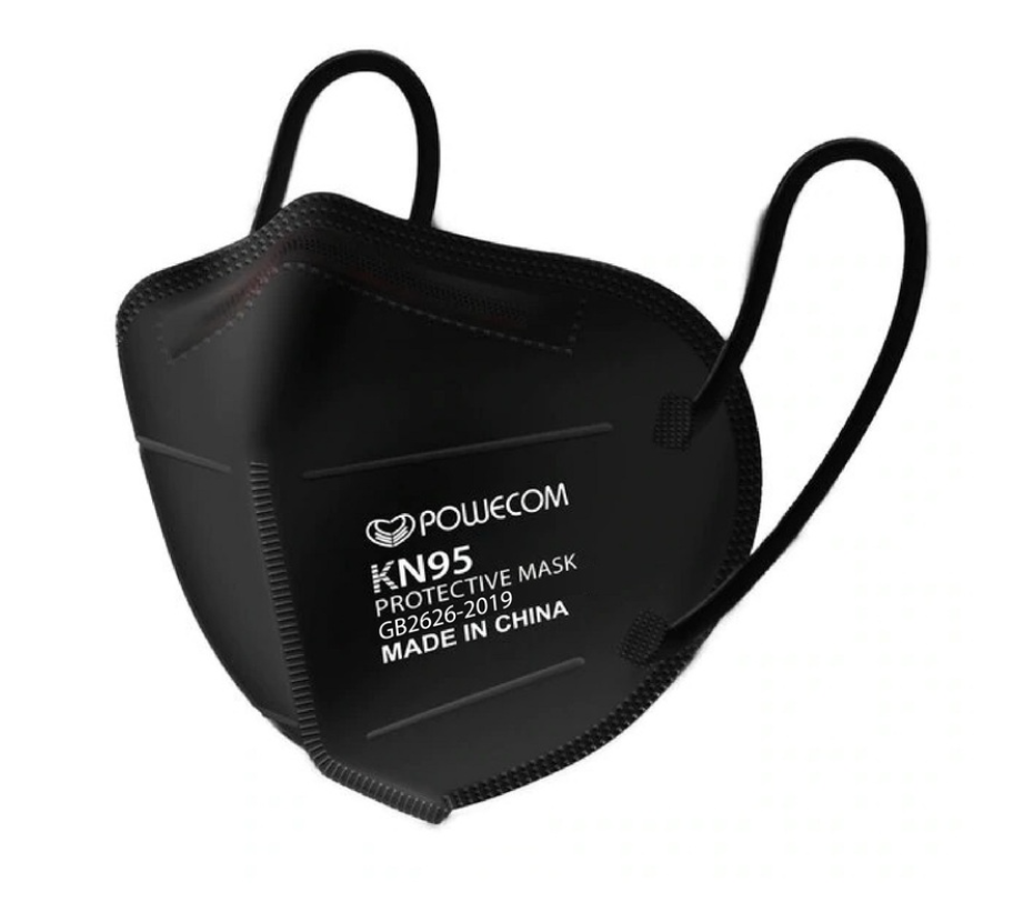 Black Powecom KN95 Respirator Face Mask - Ear Loop - 10 masks per pack