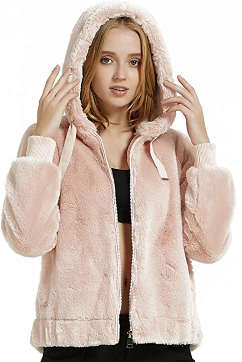faux shearling zip up jacket