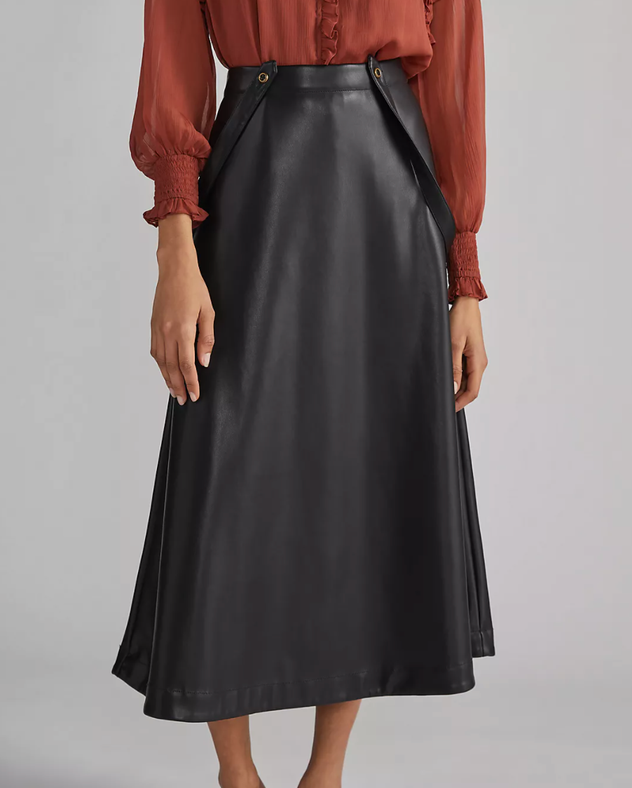 Faux Leather Pinafore Skirt