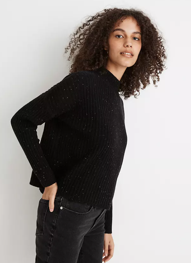Donegal (Re)sourced Cashmere Ribbed Mockneck Pullover Sweater
