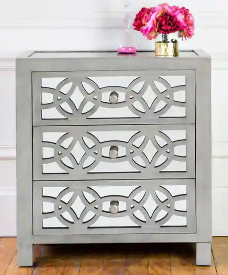 Silver Orchid Fonda Glam Mirrored Cutout 3-Drawer Chest