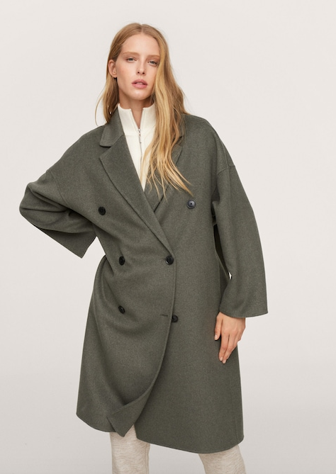 Mango Double-breasted wool coat