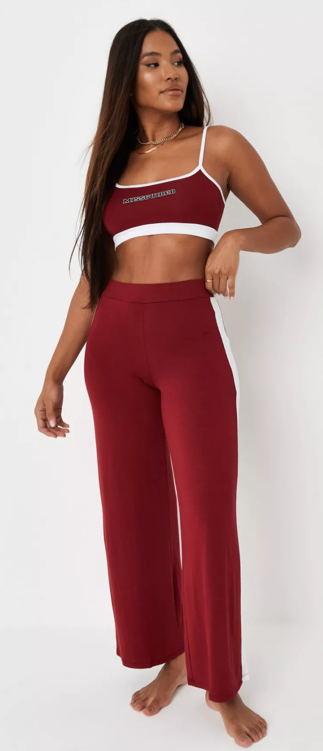 Missguided Bralette and Wide Leg Bottoms Pajama Set