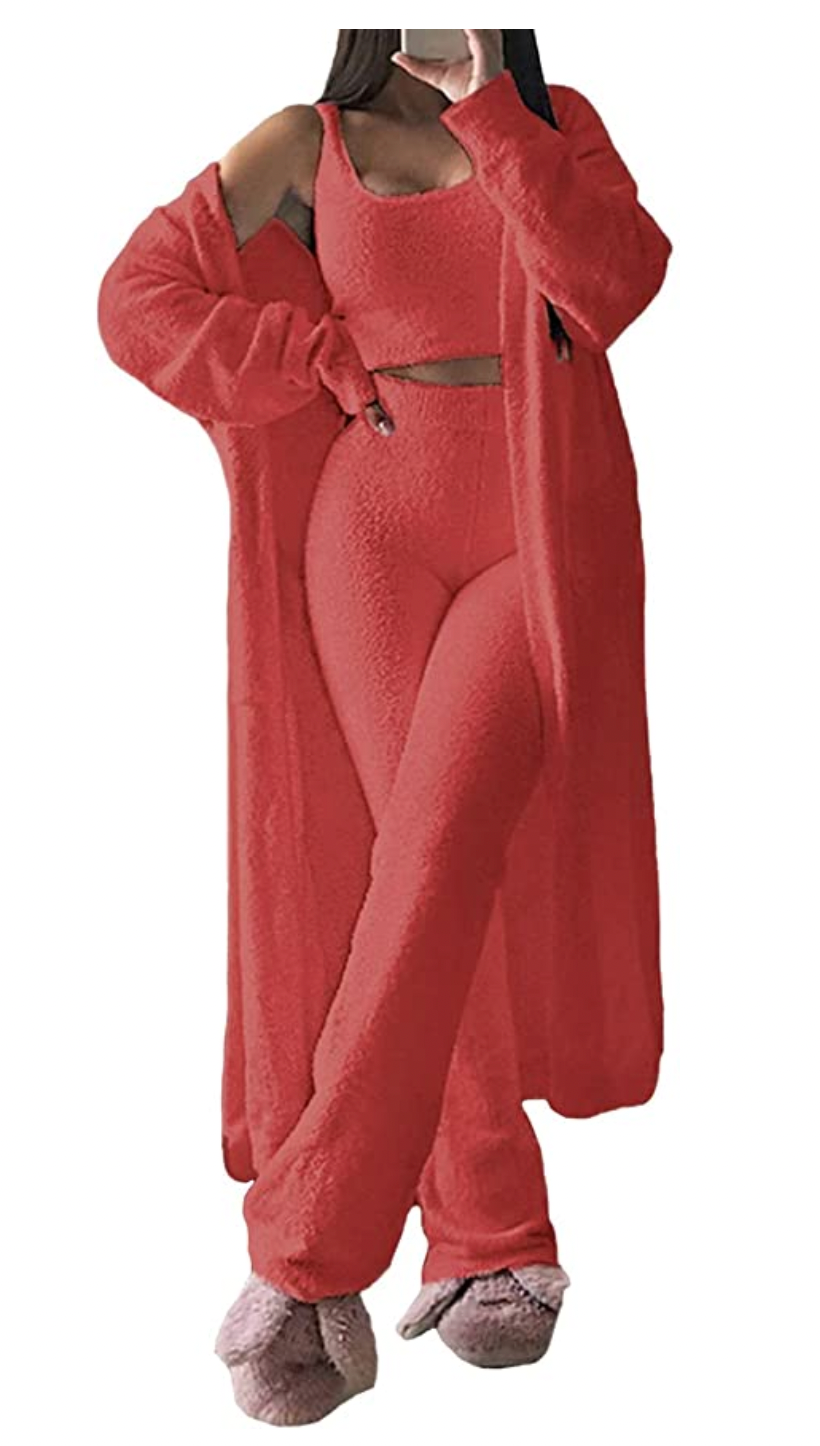 Fixmatti Women's Fuzzy 3 Piece Sweatsuit