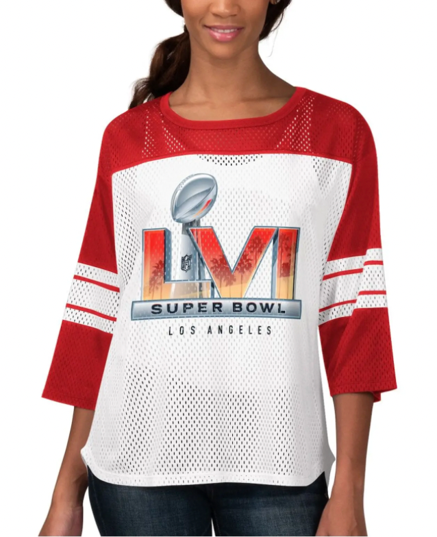 Carl Banks White/Red Super Bowl LVI First Team Scoop Neck 3/4-Sleeve T-Shirt