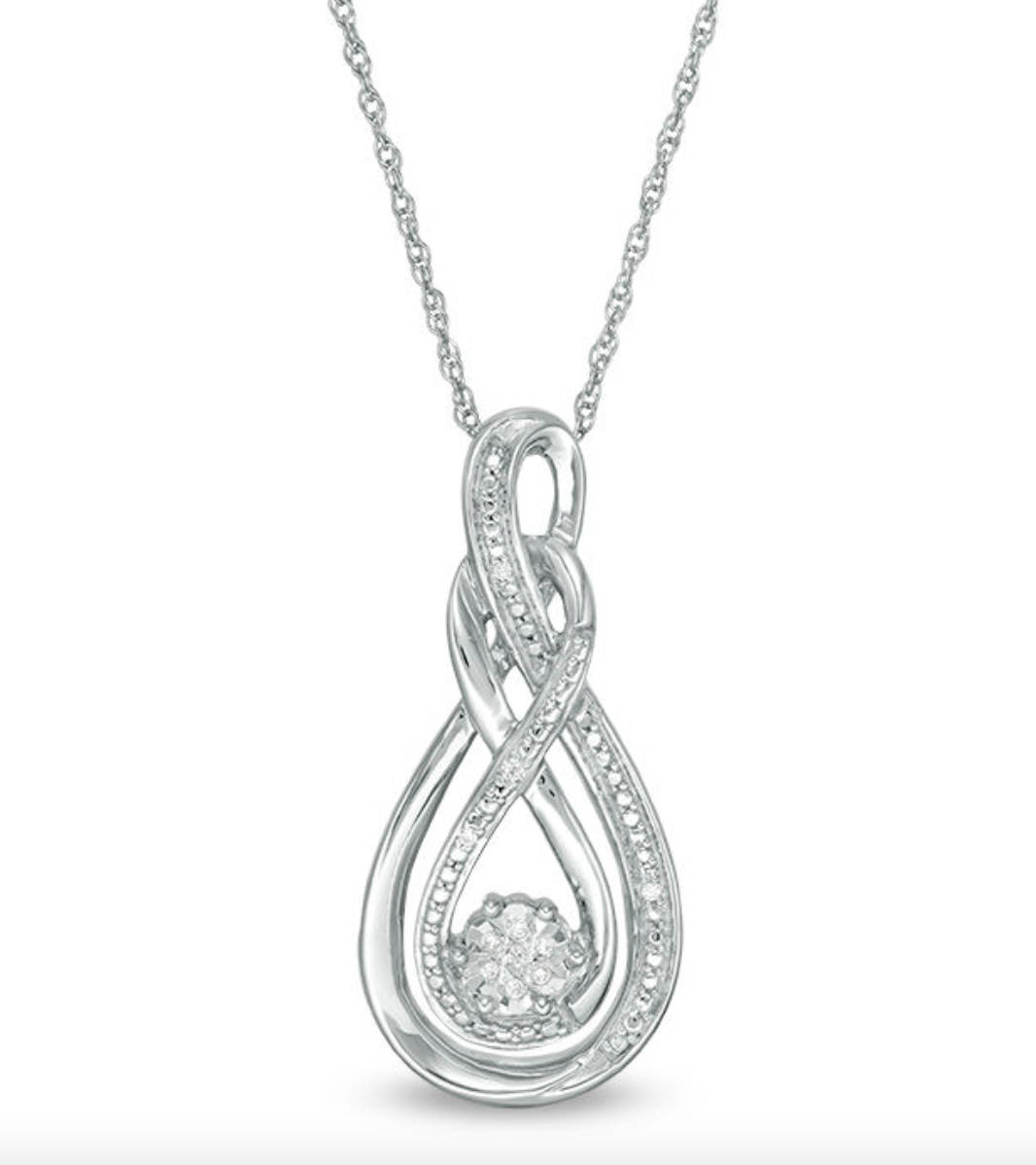 Zales Diamond Accent Double Infinity Knot Pendant in Sterling Silver
