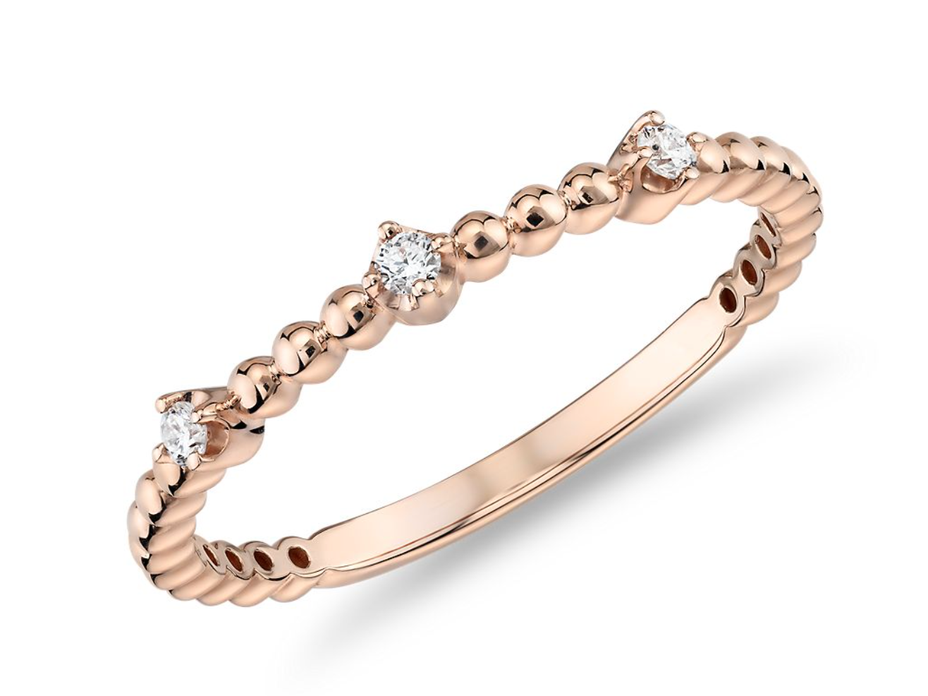 Mini Diamond Beaded Three Stackable Fashion Ring