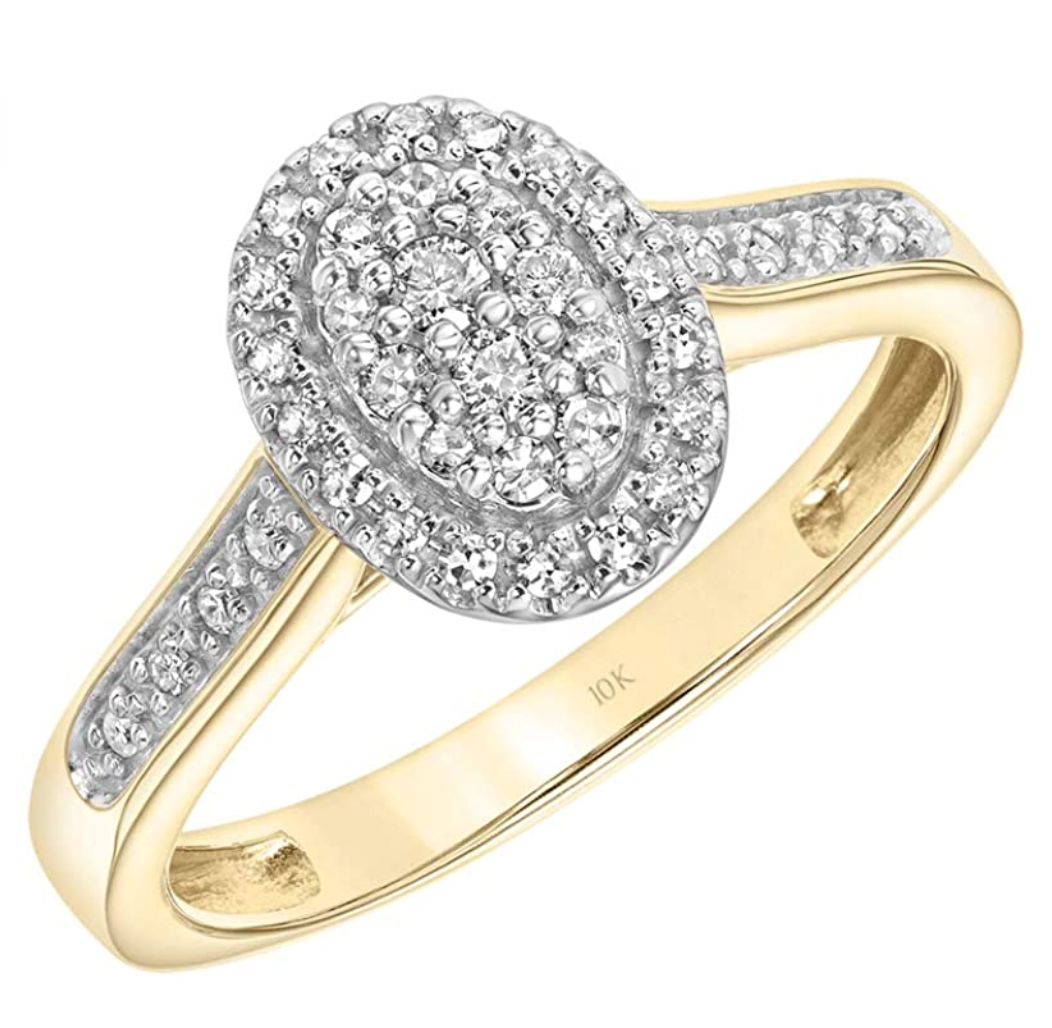 Brilliant Expressions Diamond Sloped Band Engagement Ring