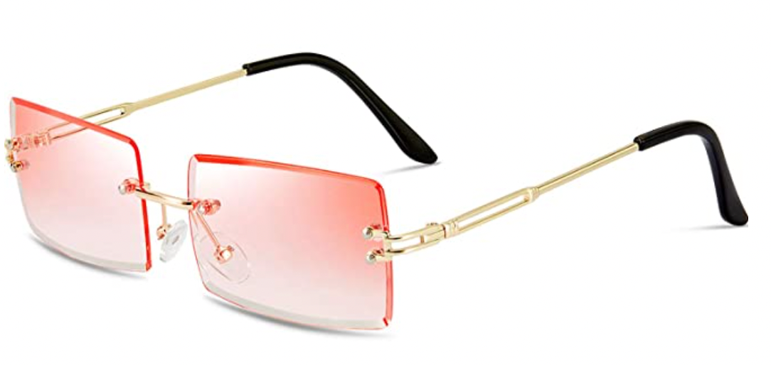 3 Pairs Rimless Rectangle Sunglasses Tinted Frameless Eyewear Vintage Transparent Rectangle Y2K Glasses