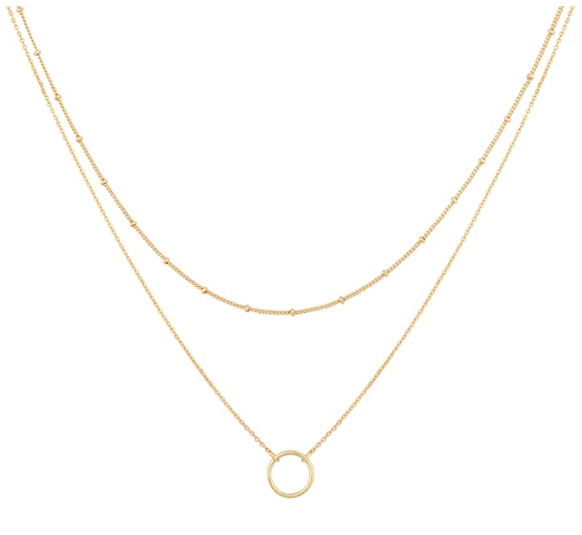 MEVECCO Layered Heart Necklace Pendant Handmade 18k Gold Plated 