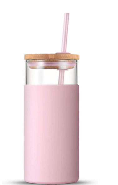 tronco 20oz Glass Tumbler With Straw (BPA Free)