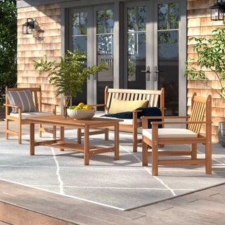 Lark Manor Joliet Solid Wood 4-Person Seating with Cushions