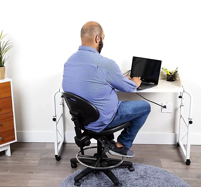 Mind Reader Rolling Adjustable Height Wood and Steel Desk at Bey Bath and Beyond