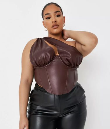 Misguided Plus Size Burgundy Faux Leather Corset