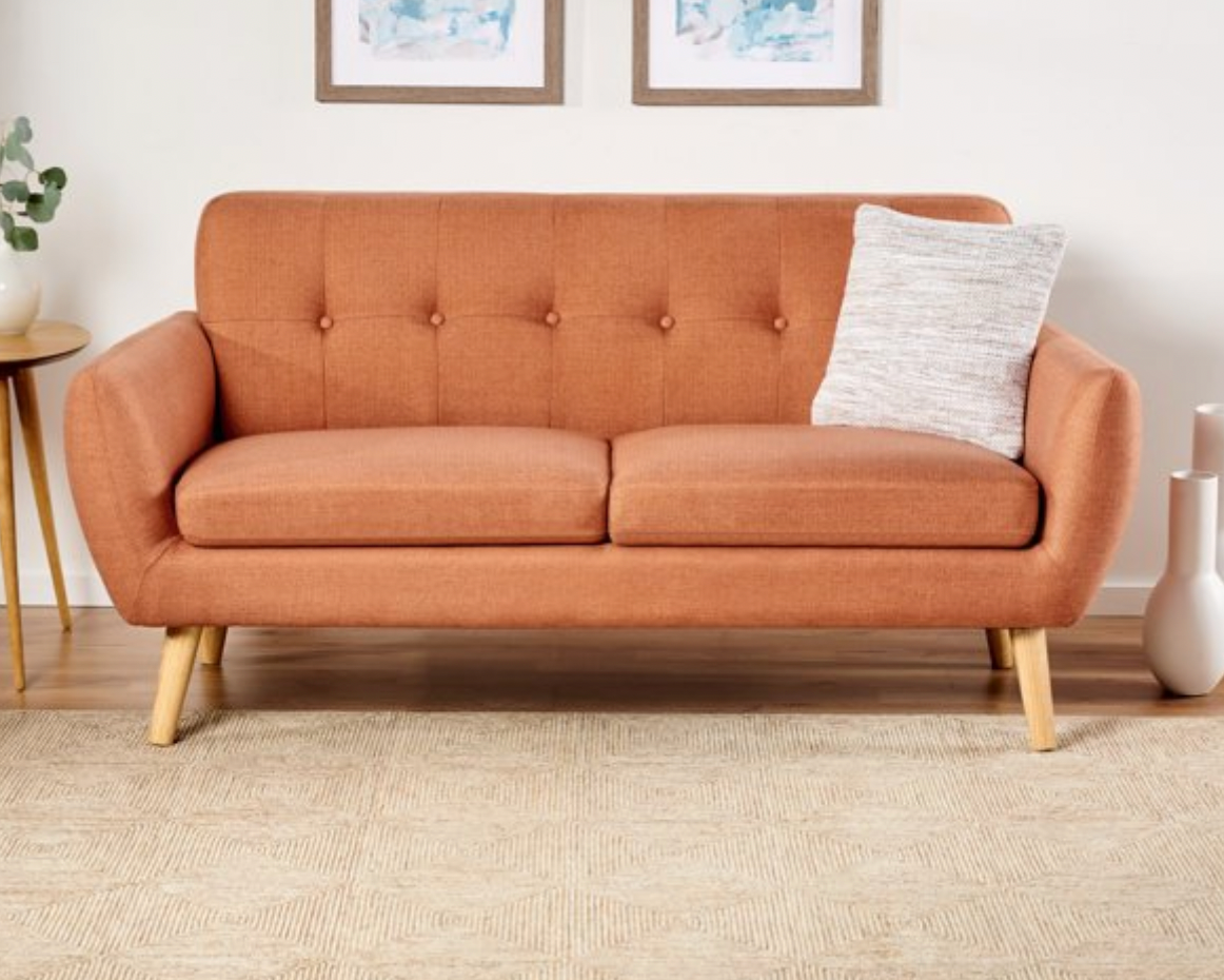 Noble House Mid Century Modern Petite Fabric Sofa