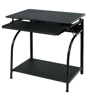 OneSpace Rectangular Black Computer Desk with Keyboard Tray