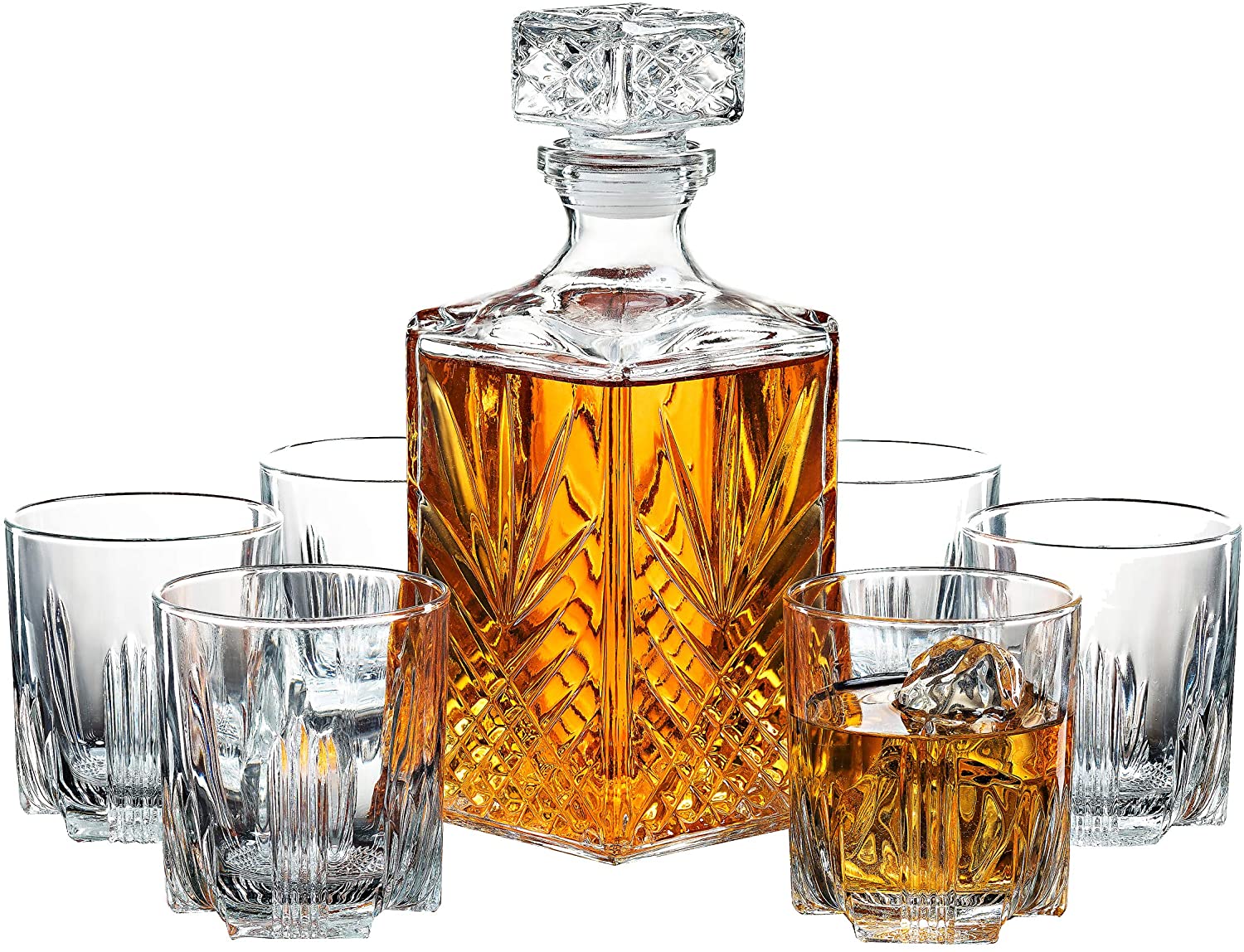 Paksh Novelty Glass Decanter and Whisky Glasses Set