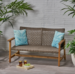 Christopher Knight Home Hampton Outdoor Wood and Wicker Loveseat
