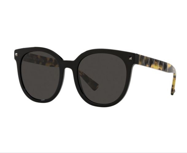Valentino Round Acetate Sunglasses with Mini Rockstuds