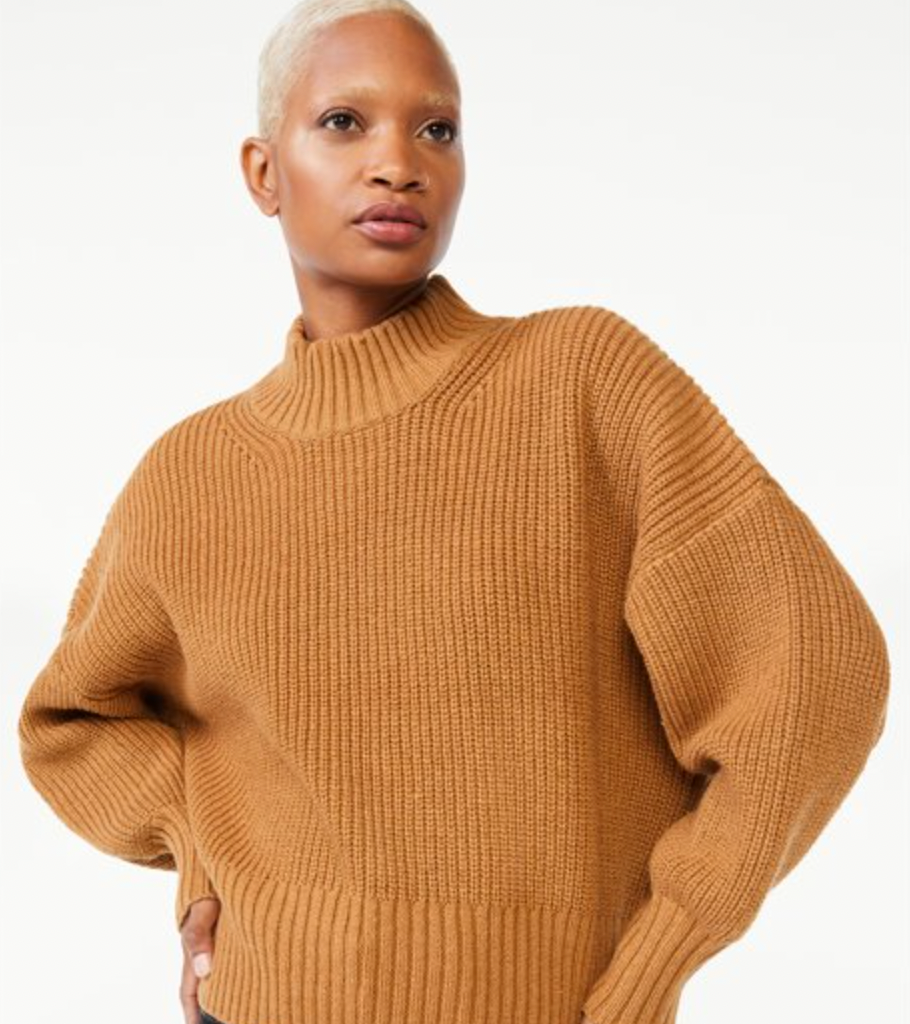 Free Assembly Women's Oversized Mock Neck Sweater