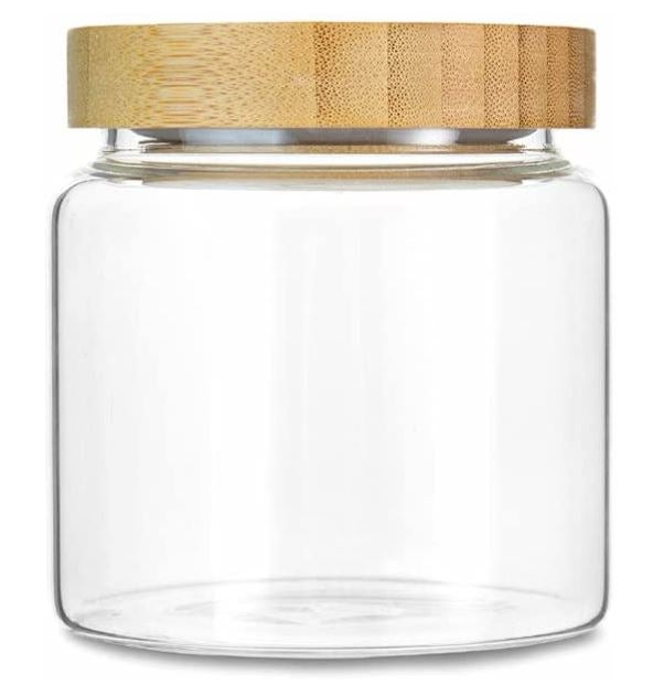 Glass storage canister with airtight bamboo lid