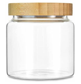 Clear Glass Storage Canister with Airtight Bamboo Lid