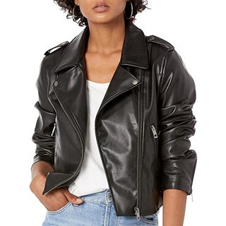 Heather Faux Leather Moto Jacket