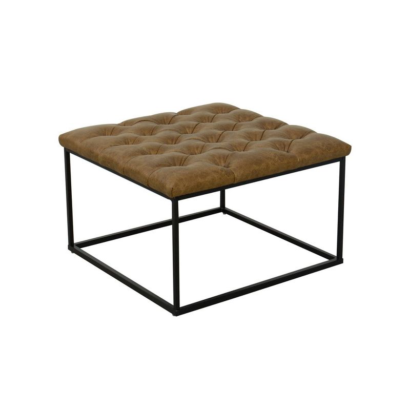 HomePop Square Metal Faux Leather Ottoman