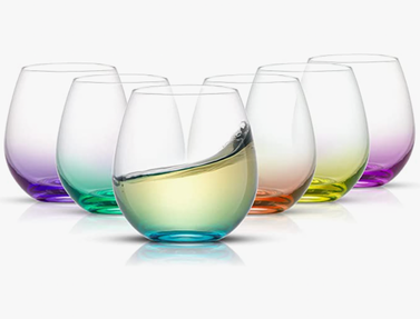 JoyJolt Hue Stemless Wine Glass Set