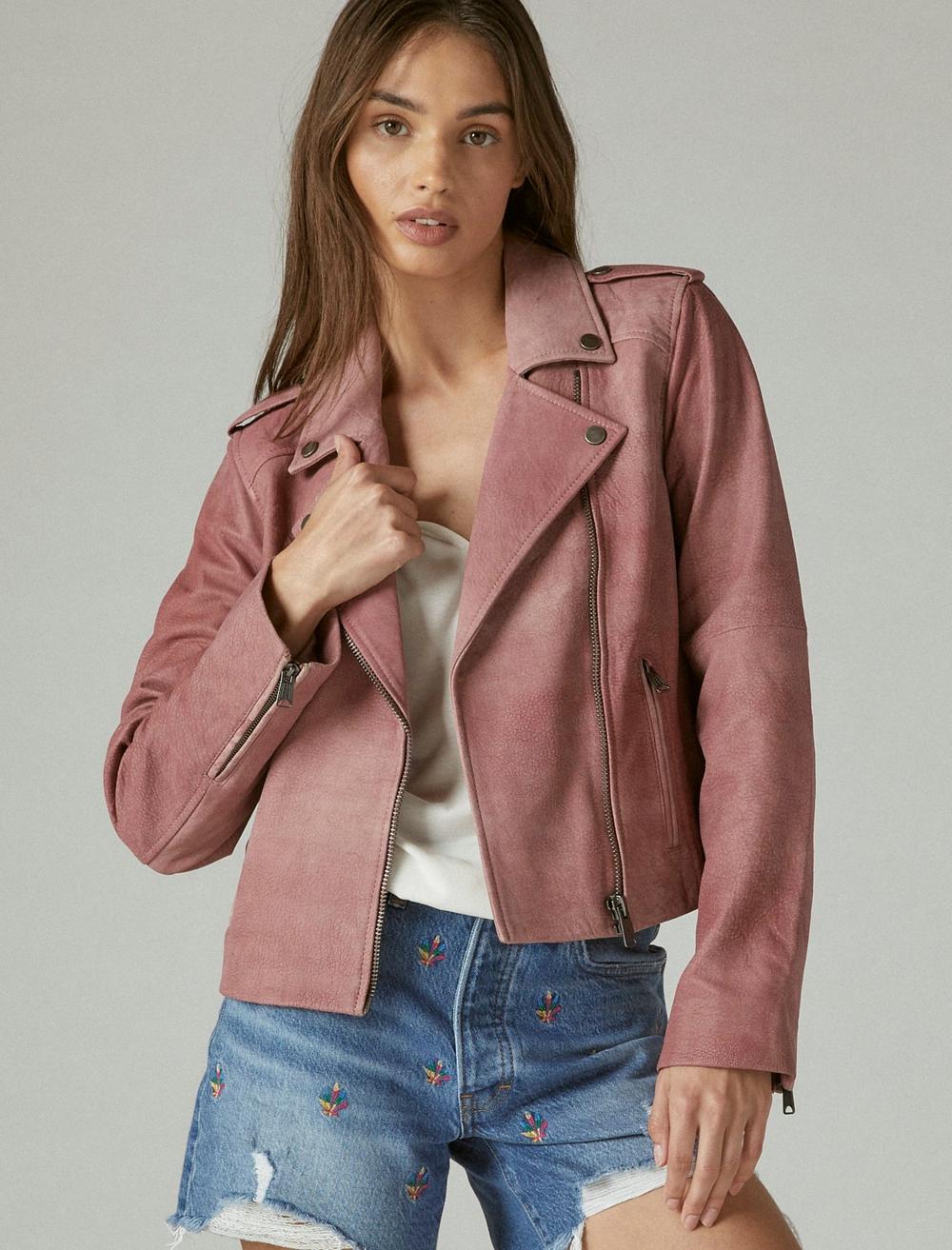 Lucky Brand Distressed Leather Moto Jacket
