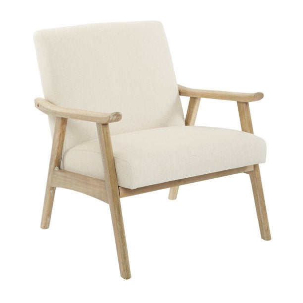 OSP Home Furnishings Weldon Chair in Linen fabric with Brushed Finished Frame