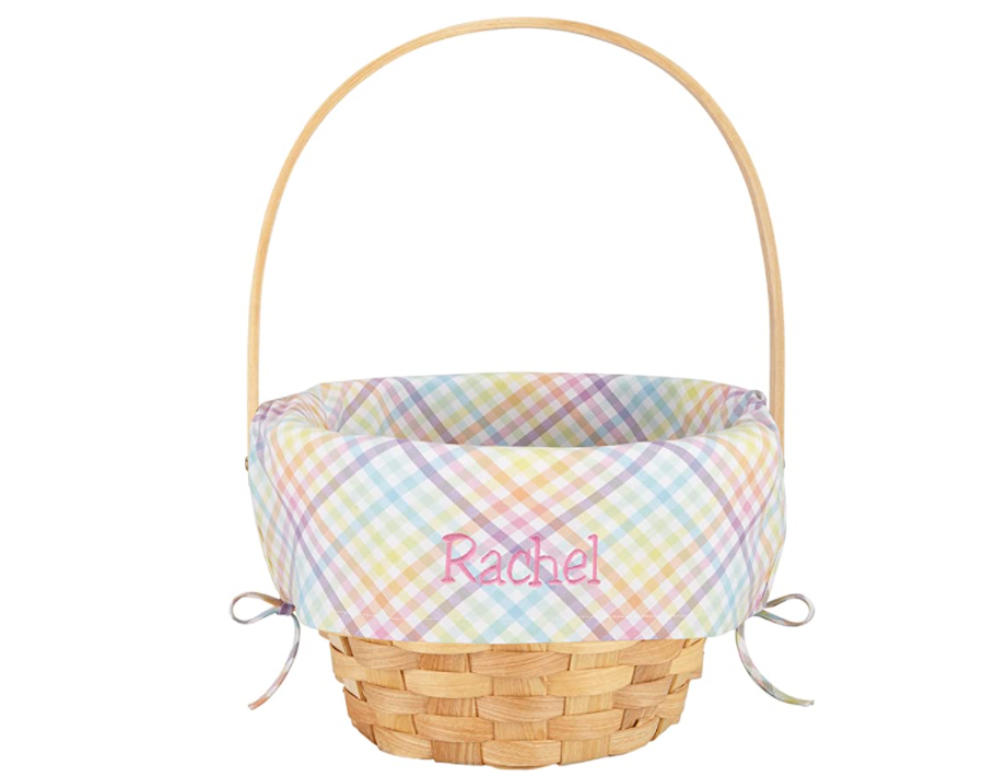 Pink Gingham Customizable Easter Basket