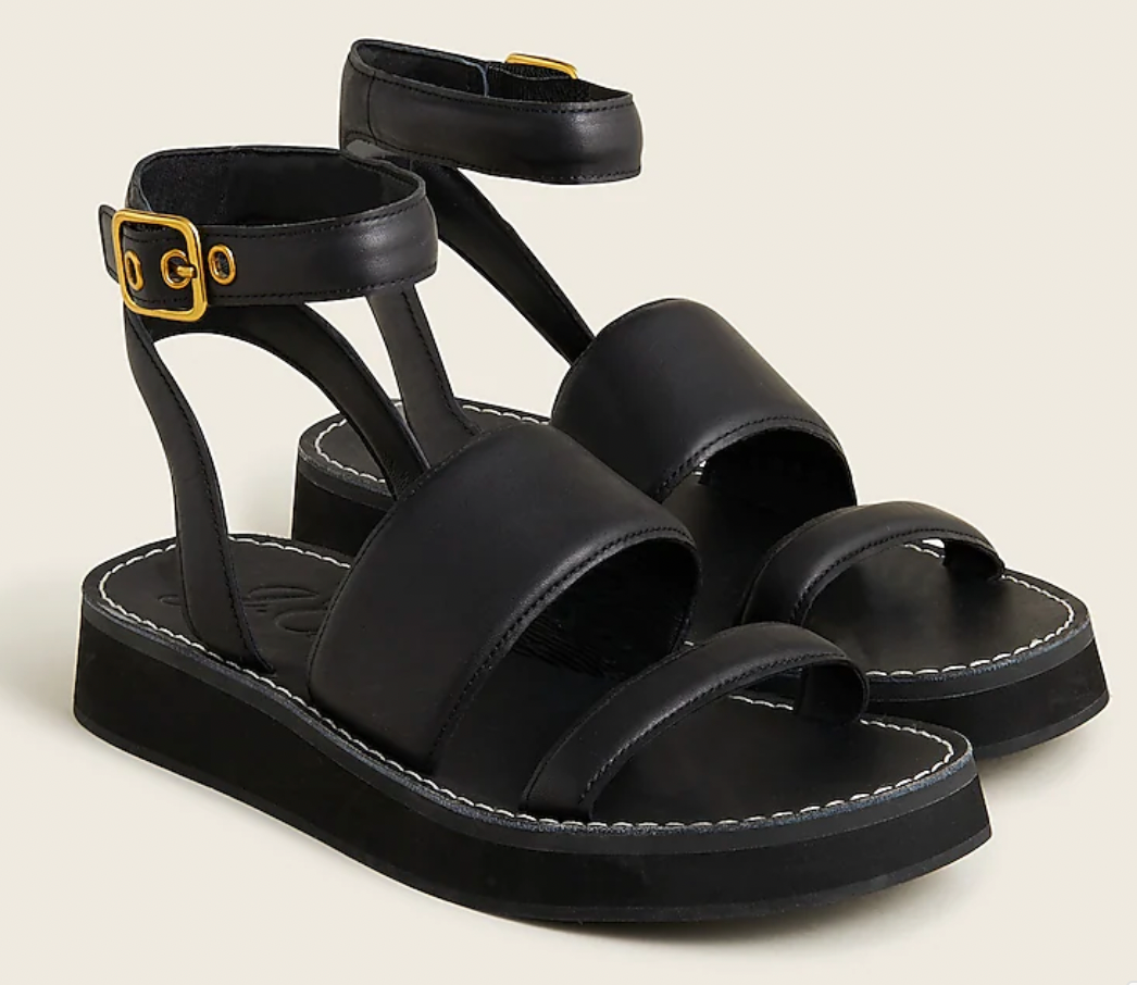 Mallorca platform double-strap sandals in leather