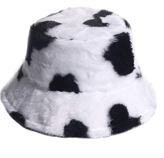 Cow Pattern Faux Fur Bucket Hat