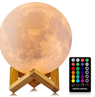 LED Night Light 3D Printing Moon Light with Stand & Remote