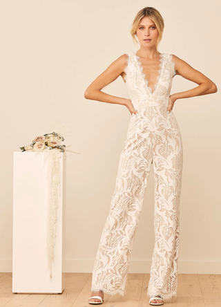 Lulu's Enamored With You White Lace Wide-Leg Jumpsuit