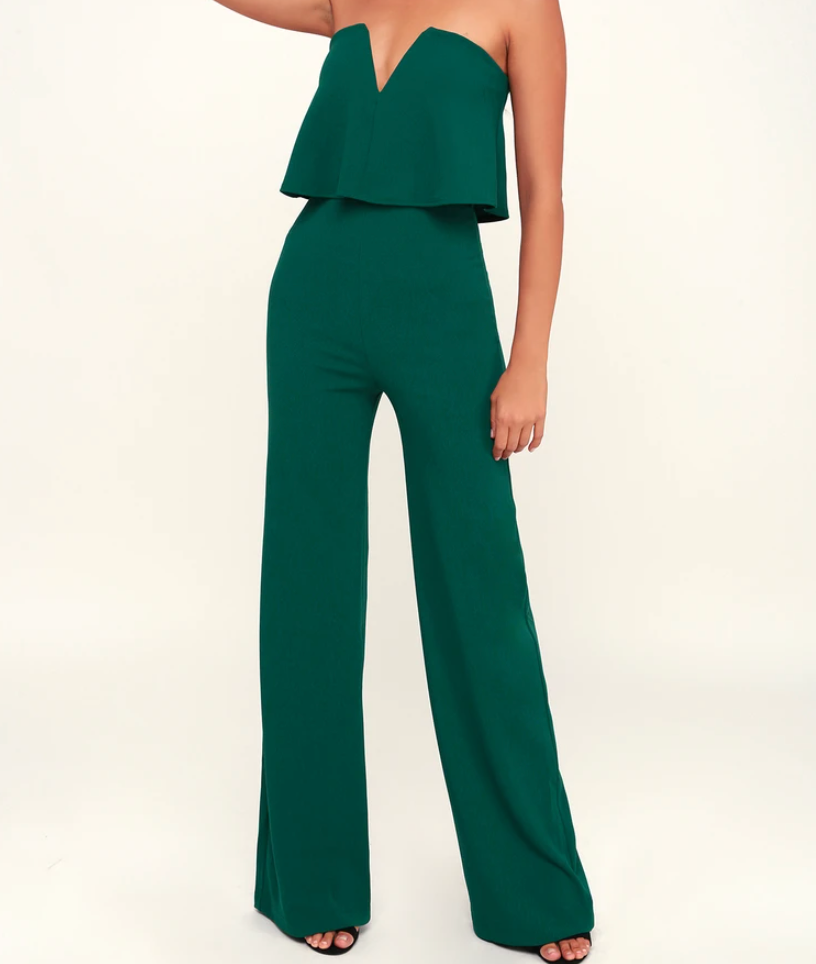 Power of Love Emerald Green Strapless Jumpsuit